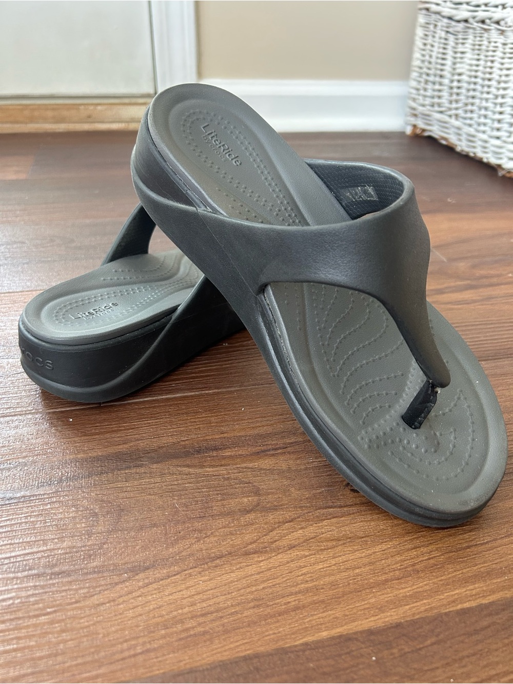Crocs Boca Wedge Flip Flops, LiteRide By Crocs - Size 9